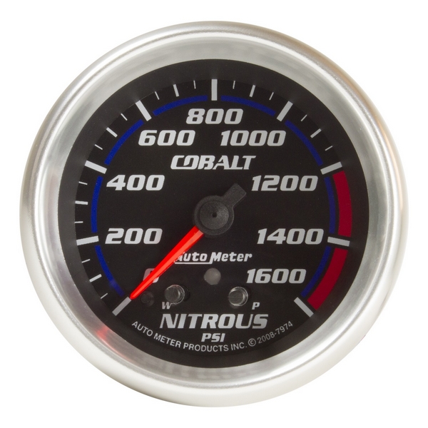 2-5/8" NITROUS PRESSURE, 0-1600 PSI, COBALT